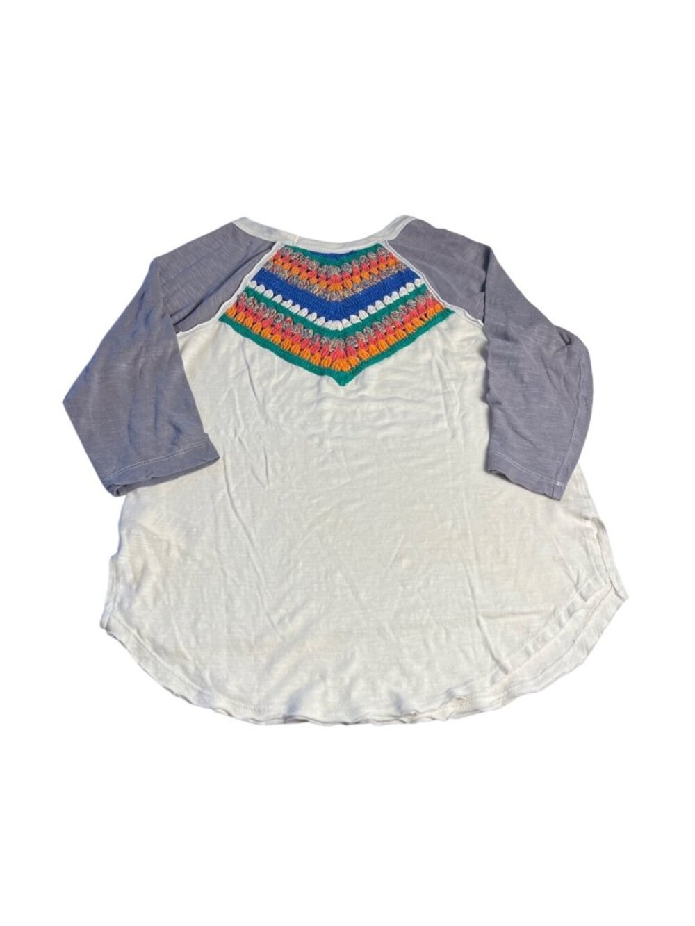 Free People We The Free Women's Crochet Detail Raglan Sleeve Top M White/Gray